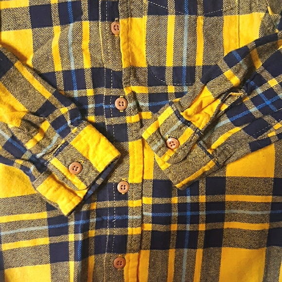 EUC- Osh Kosh B'Gosh Bright Yellow/Blue Flannel - Picture 9 of 10